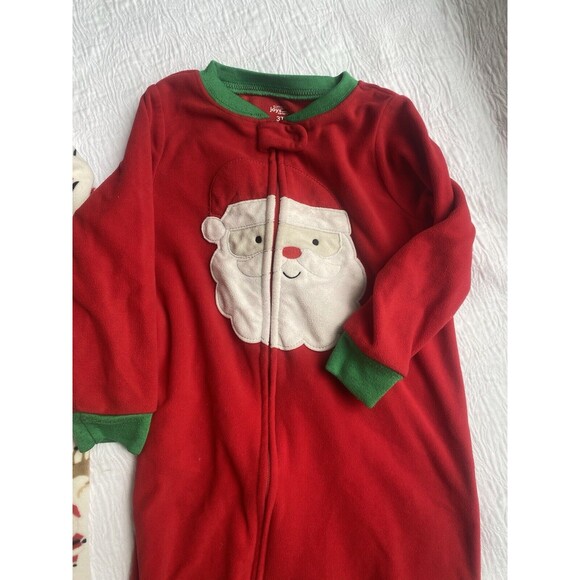 Carters Christmas Fleece Red & White Pajamas Size 3T One-piece Unisex Lot Of 2! - Picture 7 of 7